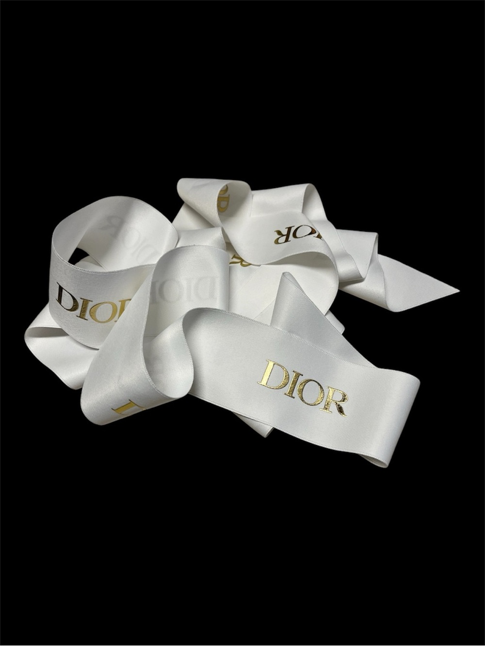 Dior White Wide Ribbon with Gold Logo
